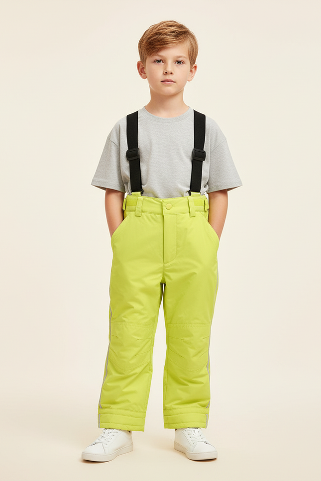 Pantalon Baggy Jaune Bretelles Imperméable Ski Enfant - Polyester