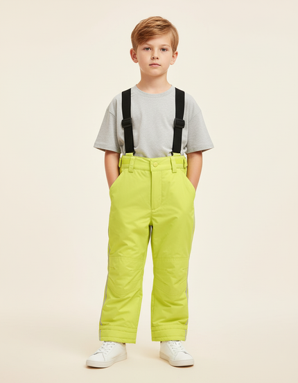 Pantalon Baggy Jaune Bretelles Imperméable Ski Enfant - Polyester