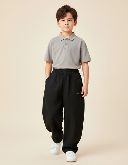 Pantalon Baggy Noir Ample Confortable Coton Garçon Sport