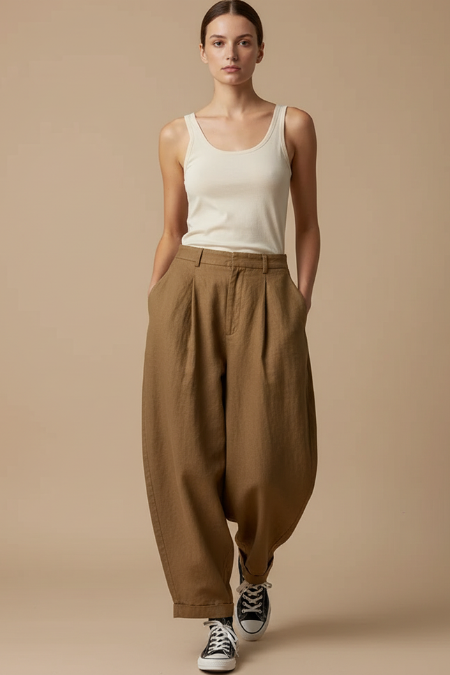 Pantalon Baggy Kaki Femme - Lin