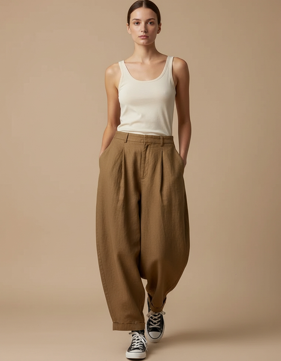 Pantalon Baggy Kaki Femme - Lin