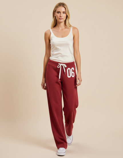 Pantalon Baggy Bordeaux Ample Coton Numéro Cordon - Molleton