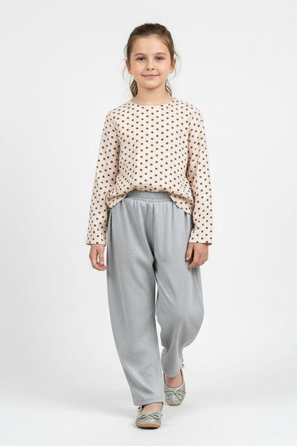 Pantalon Baggy Gris Ample Confortable Fille - Maille