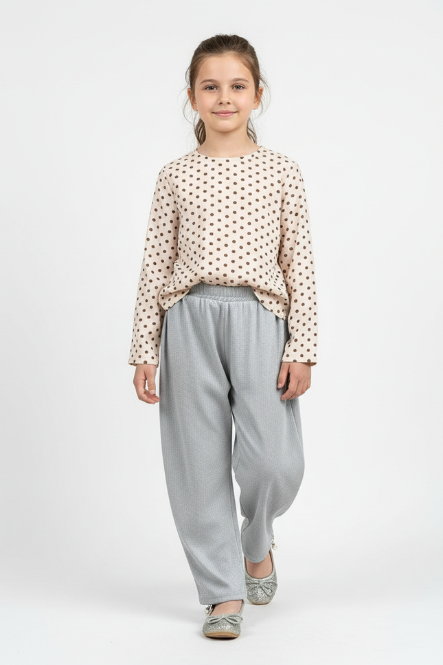 Pantalon Baggy Gris Ample Confortable Fille - Maille