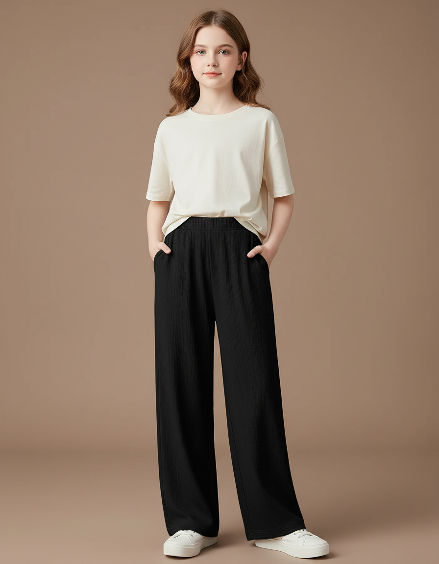 Pantalon Baggy Noir Ample Fluide Décontracté Léger - Viscose