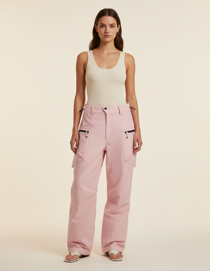 Pantalon Baggy Rose Cargo Ample Décontracté - Polyester