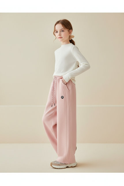 Pantalon Baggy Rose Ample Décontracté Sportif Fille - Molleton
