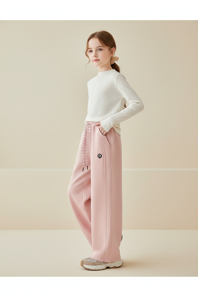 Pantalon Baggy Rose Ample Décontracté Sportif Fille - Molleton