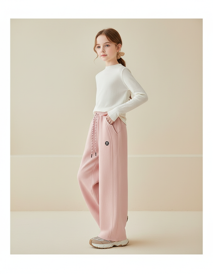Pantalon Baggy Rose Ample Décontracté Sportif Fille - Molleton
