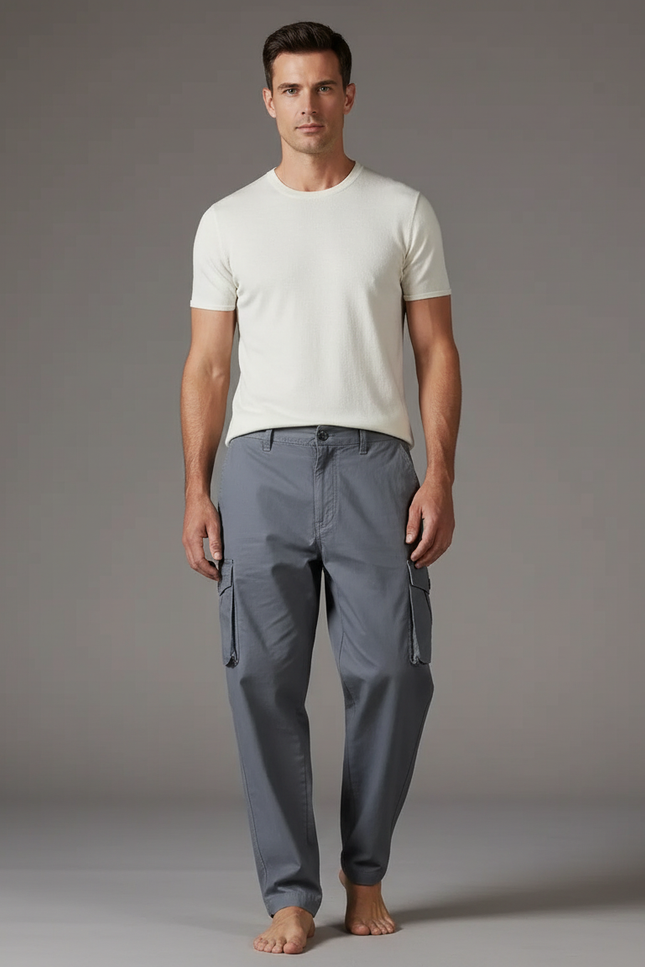 Pantalon Baggy Gris Cargo Coton Ample Homme