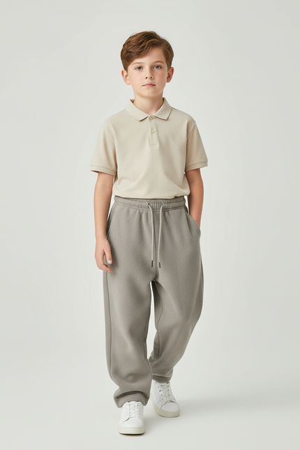 Pantalon Baggy Gris Molletonné Ample Cordon Enfant