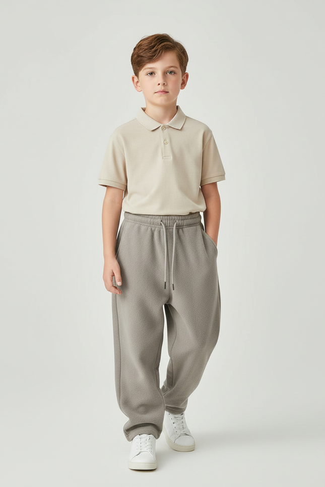 Pantalon Baggy Gris Molletonné Ample Cordon Enfant