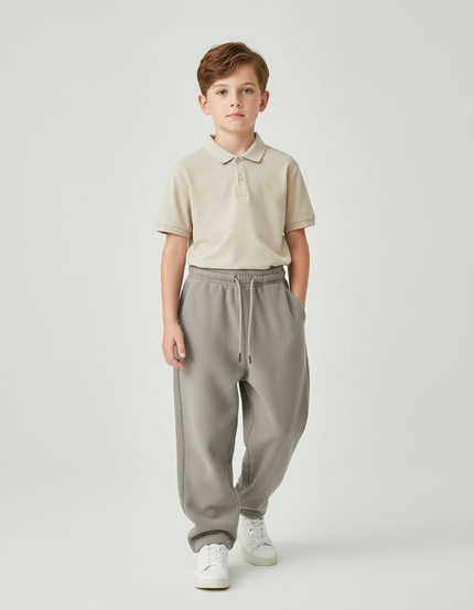 Pantalon Baggy Gris Molletonné Ample Cordon Enfant