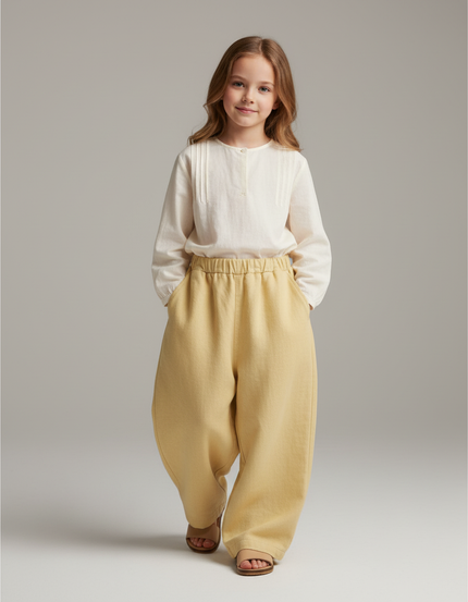 Pantalon Baggy Jaune Ample Décontracté Enfant Doux - Molleton
