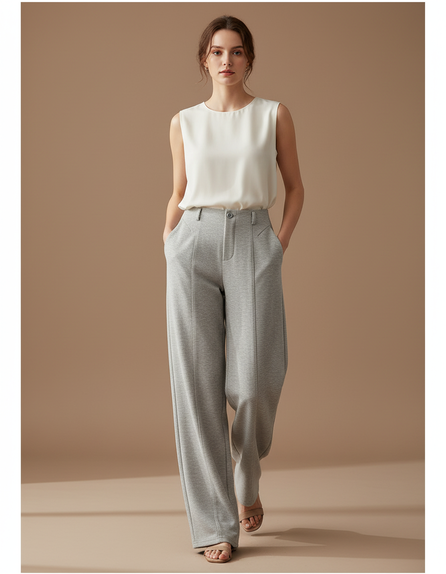Pantalon Baggy Gris Ample Confortable Molletonné