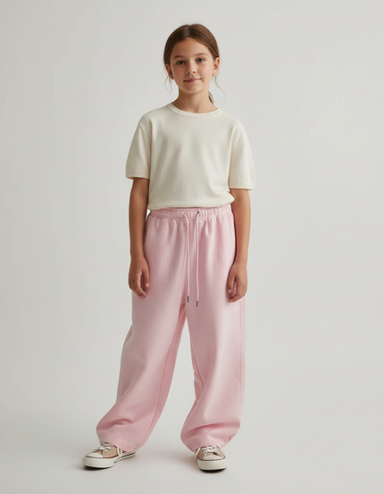 Pantalon Baggy Rose Ample Molleton Cordon Enfant