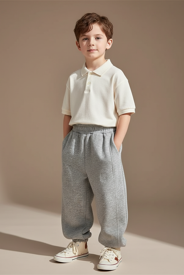 Pantalon Baggy Garçon Gris Jogging - Molleton