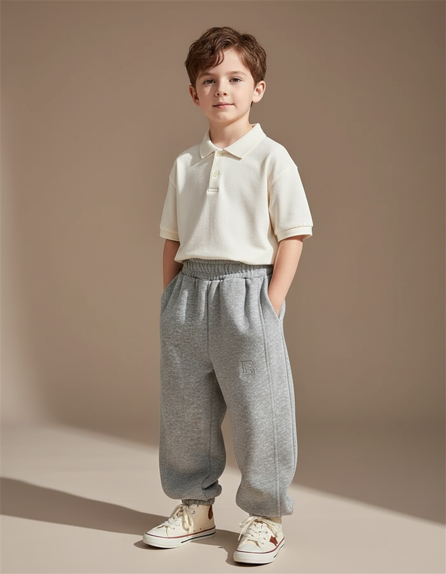 Pantalon Baggy Garçon Gris Jogging - Molleton