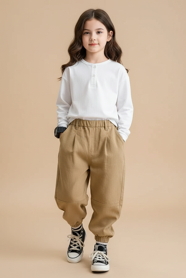 Pantalon Baggy Kaki Ample Coton Enfant Cargo