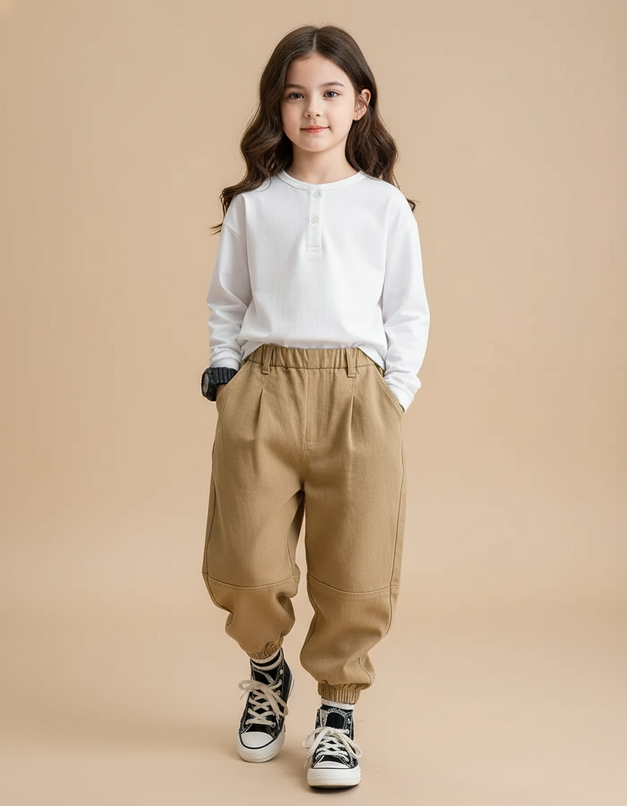 Pantalon Baggy Kaki Ample Coton Enfant Cargo
