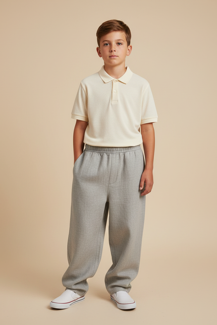 Pantalon Baggy Gris Ample Enfant Décontracté Coton - Molleton