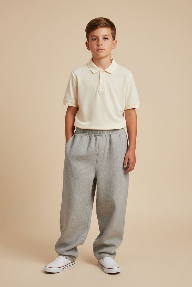 Pantalon Baggy Gris Ample Enfant Décontracté Coton - Molleton