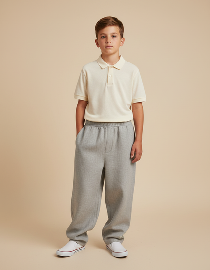 Pantalon Baggy Gris Ample Enfant Décontracté Coton - Molleton