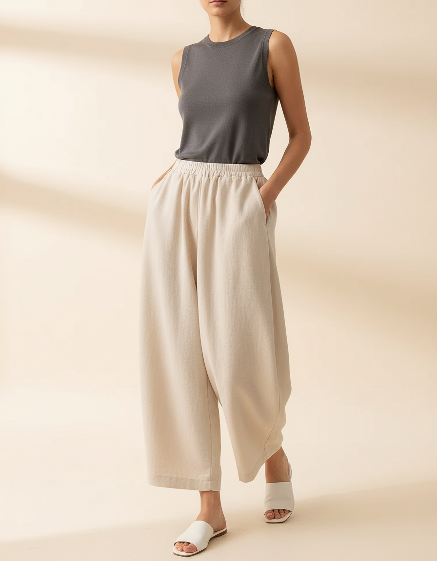 Pantalon Baggy Beige Femme - Molleton