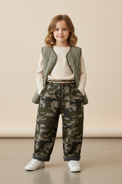 Pantalon Baggy Camouflage Vert Militaire Ample Coton - Molleton