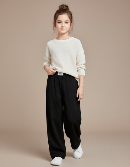 Pantalon Baggy Noir Ample Droit Enfant - Maille