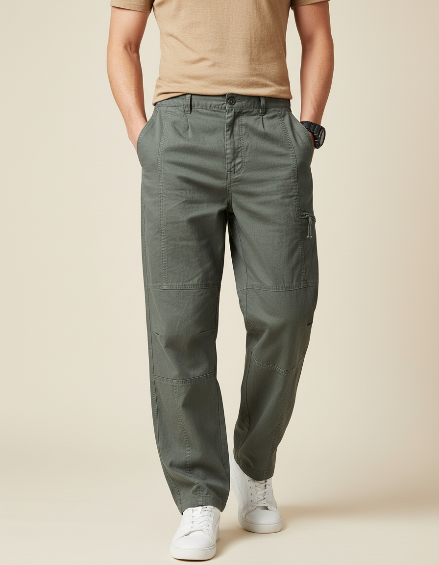 Pantalon Baggy Vert - Kaki Toile