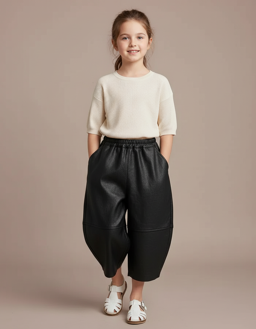 Pantalon Baggy Simili Cuir - Noir