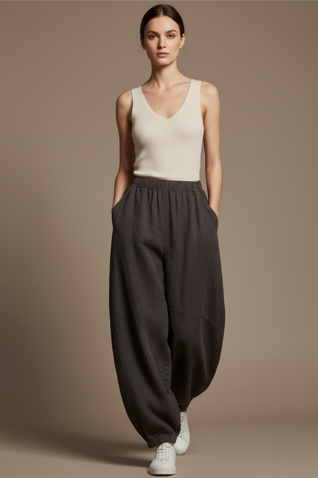 Pantalon Baggy Gris Femme - Lin