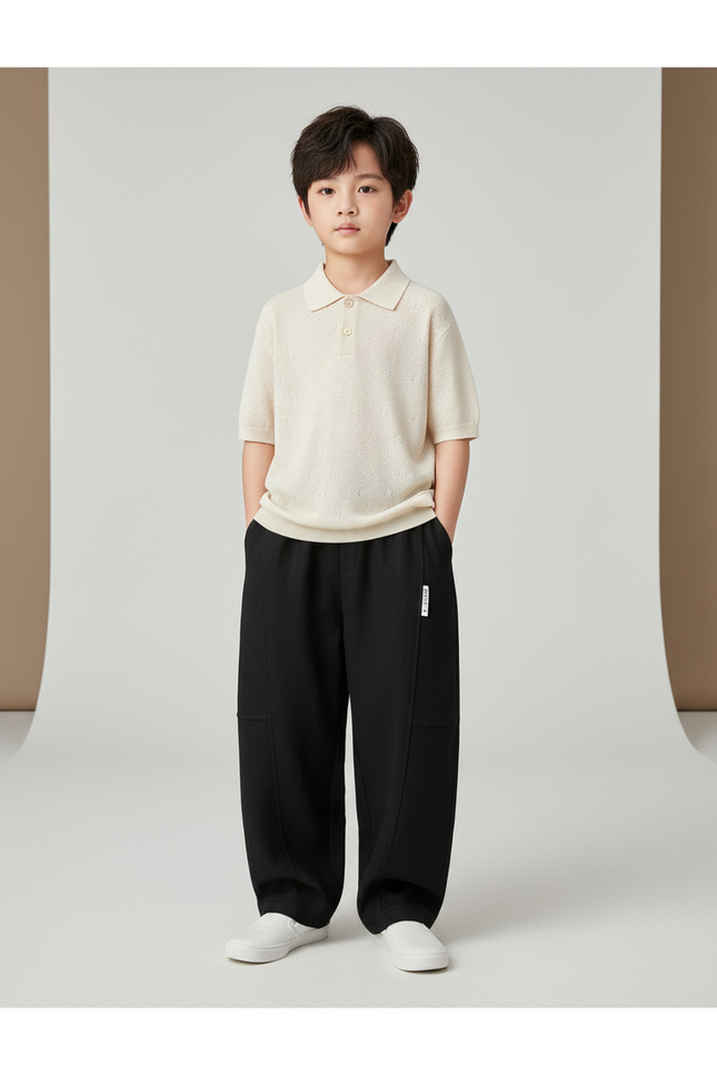 Pantalon Baggy Noir Ample Confortable Garçon Décontracté - Molleton