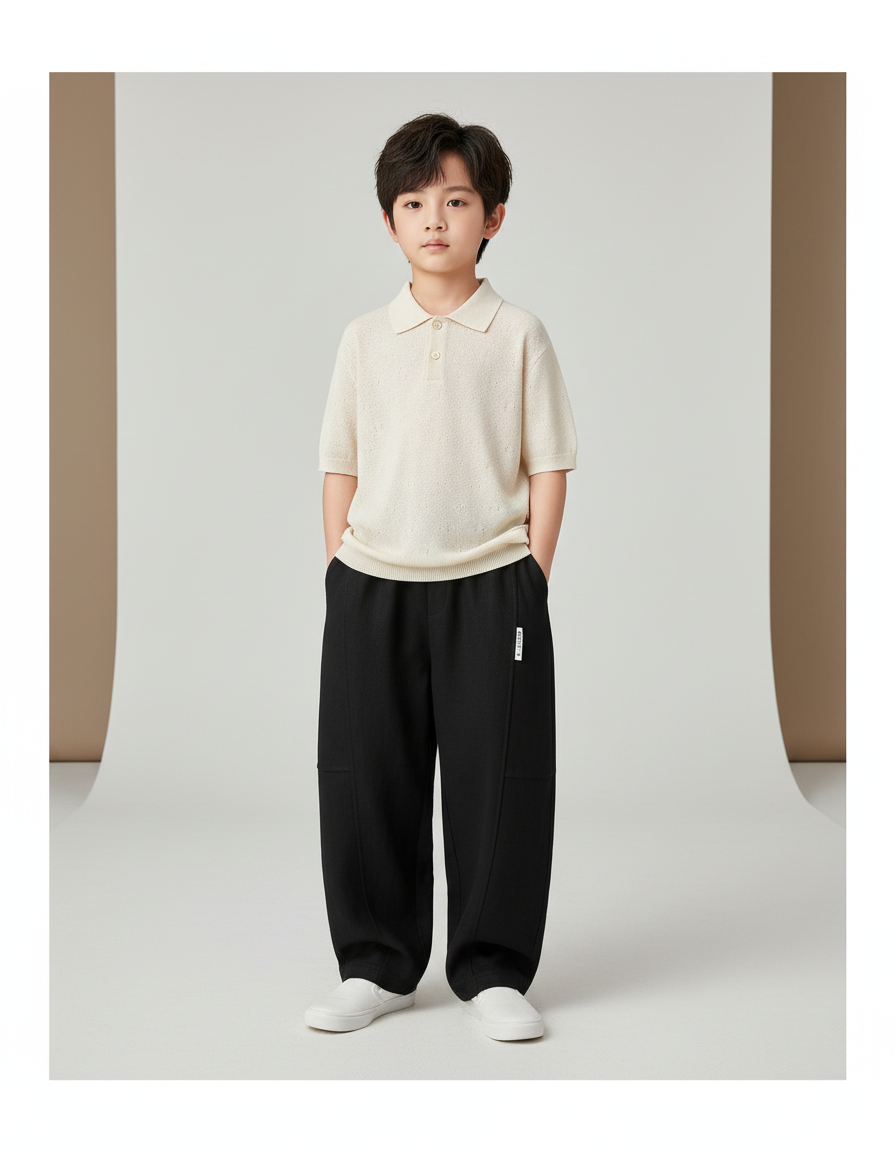 Pantalon Baggy Noir Ample Confortable Garçon Décontracté - Molleton
