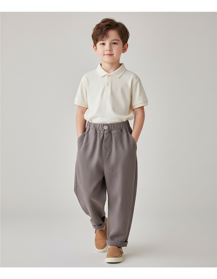 Pantalon Baggy Gris Élastique Ample Décontracté Enfant - Molleton