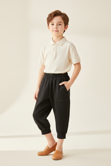 Pantalon Baggy Noir Coton Ample Décontracté Unisexe
