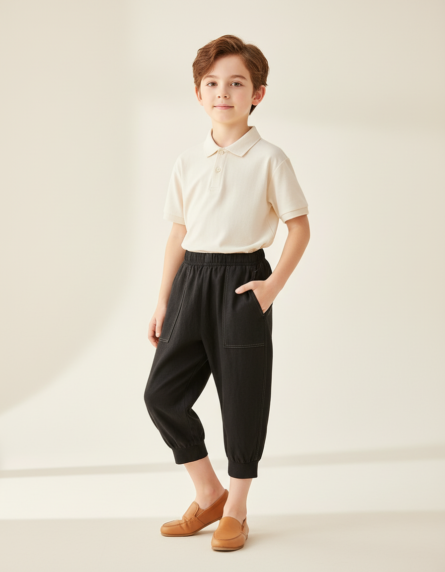 Pantalon Baggy Noir Coton Ample Décontracté Unisexe