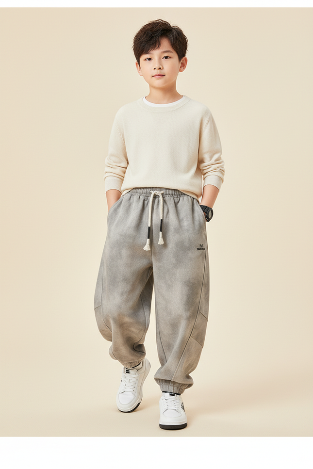 Pantalon Baggy Gris Décontracté Tie-Dye Ample Garçon - Molleton