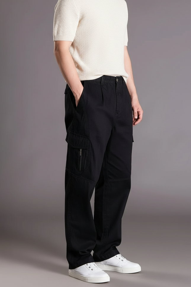 Pantalon Baggy Noir Coton Cargo Ample Homme