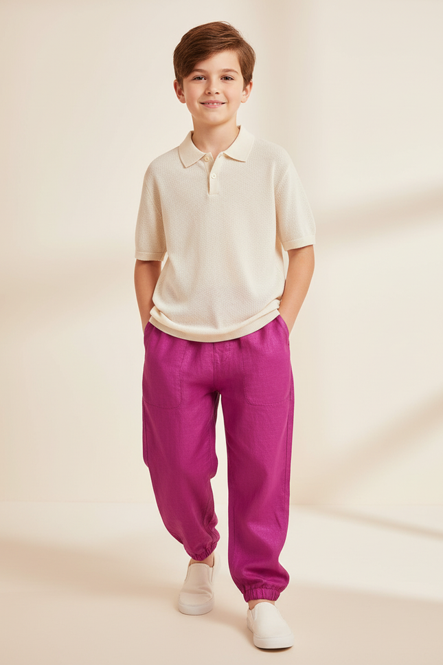 Pantalon Baggy Fuchsia Lin Ample Décontracté Enfant - Rose