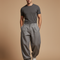 Pantalon Baggy Gris Plissé Ample Chevilles Élastiques Décontracté Homme - Gabardine