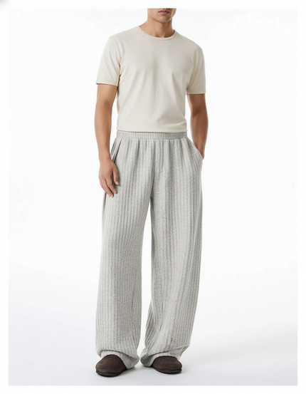Pantalon Baggy Côtelé Gris Ample Confortable Homme - Maille