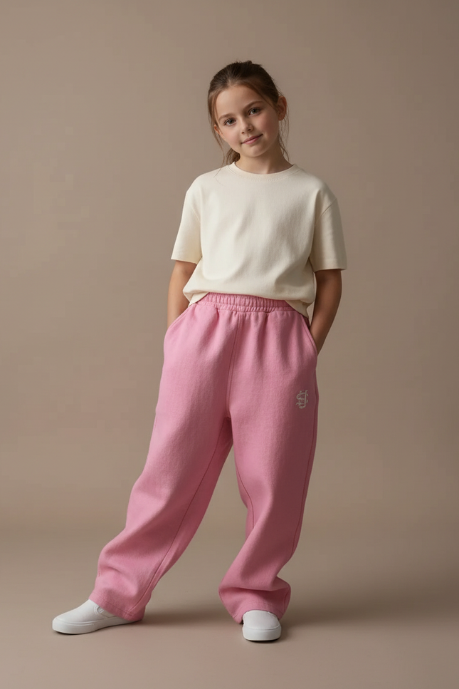 Pantalon Baggy Rose Ample Molleton Confortable Enfant