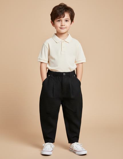 Pantalon Baggy Noir Ample Droit Enfant Décontracté - Jean