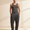 Pantalon Baggy Gris Anthracite Plissé Ample Homme Décontracté - Lin