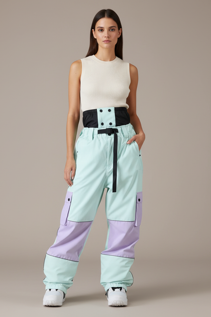 Pantalon Baggy Bicolore Imperméable Ski Neige Femme - Multicolore Polyester