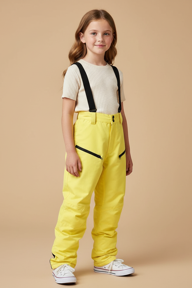 Pantalon Baggy Jaune Vif Imperméable Bretelles Enfant - Polyester