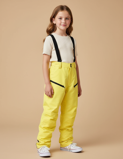 Pantalon Baggy Jaune Vif Imperméable Bretelles Enfant - Polyester