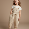 Pantalon Baggy Beige Côtelé Ample Décontracté Enfant Fille - Cordé